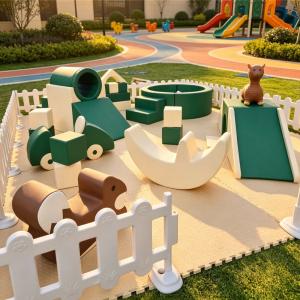 Kids Soft Play Ball Pit Climbing Set Green Indoor Garden Tunnel Bridge Activity Center Toddler Birthday Party